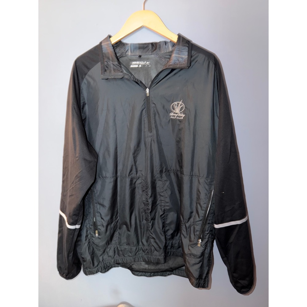 Nike Golf Mens XL Quarter Zip Windbreaker Black Spring Valley Golf Club Captain‎